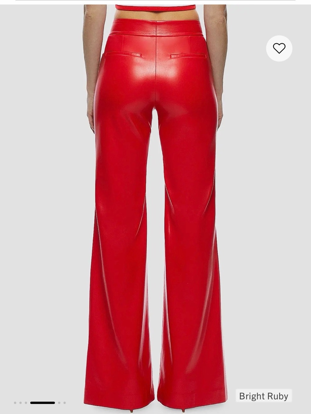 Bright Ruby High-Waist Wide-Leg Faux Leather Pants